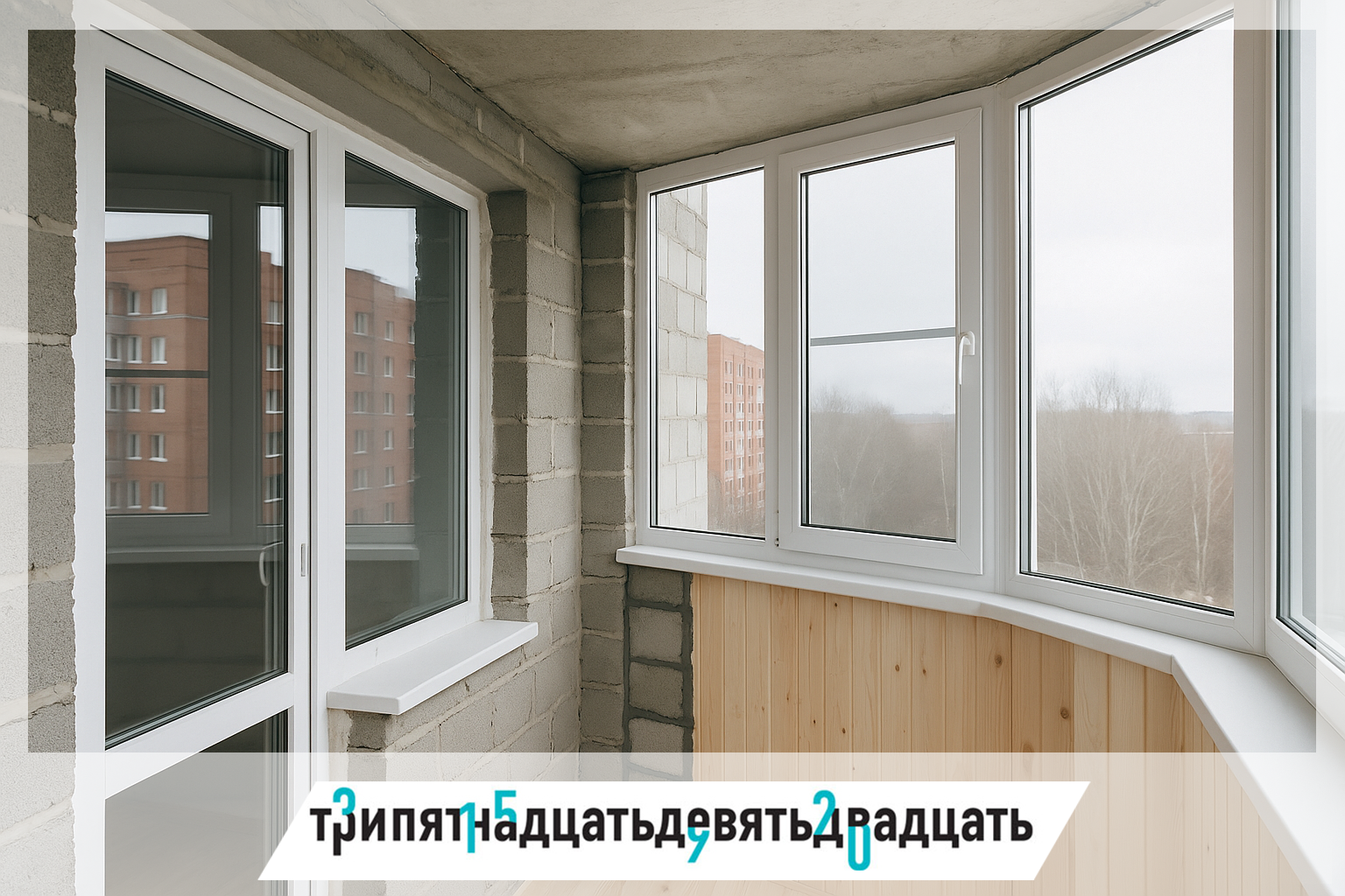 Остекление, утепление и отделка балкона в ЖК «Северный квартал».